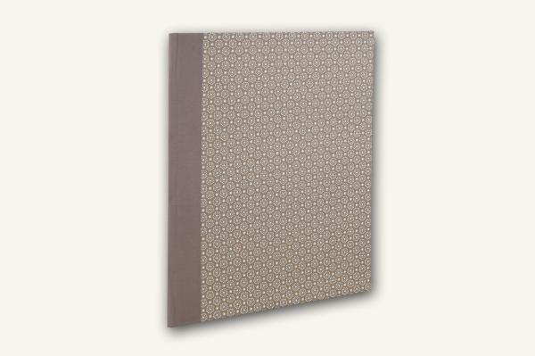 Folder light brown, geometric pattern, flowers stylized light blue